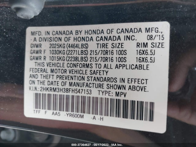 Honda CR-V LX 2015 2HKRM3H38FH547153 Image 9