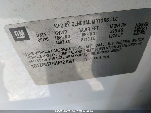Chevrolet MALIBU LT 2017 1G1ZE5ST9HF121561 Image 9