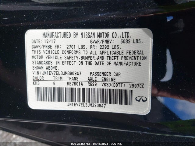 JN1EV7EL3JM390947 Infiniti Q60 3.0t Luxe