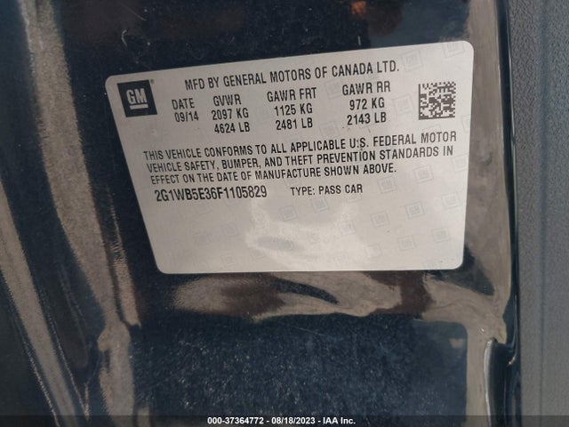 Chevrolet Impala Limited Lt 2015 2G1WB5E36F1105829 Image 9