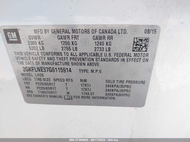 GMC Terrain Sle-2 2016 2GKFLNE37G6115914 Image 9