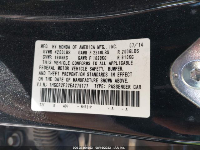 1HGCR2F32EA279177 Honda Accord Sedan Lx