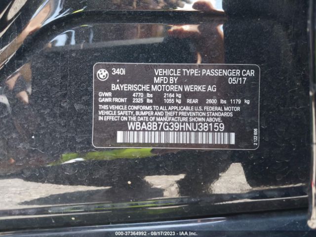 WBA8B7G39HNU38159 BMW 3 Series 340i Xdrive