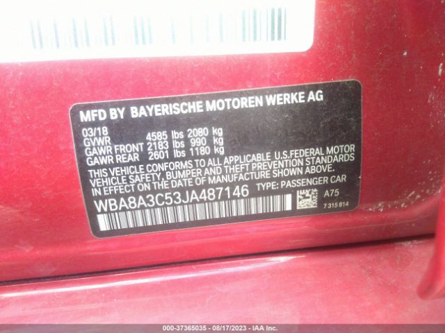 WBA8A3C53JA487146 BMW 3 Series 320i Xdrive