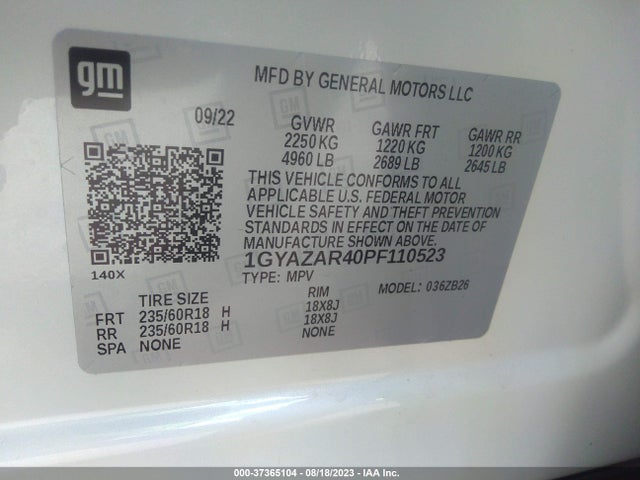 1GYAZAR40PF110523 Cadillac Xt4 Fwd Luxury