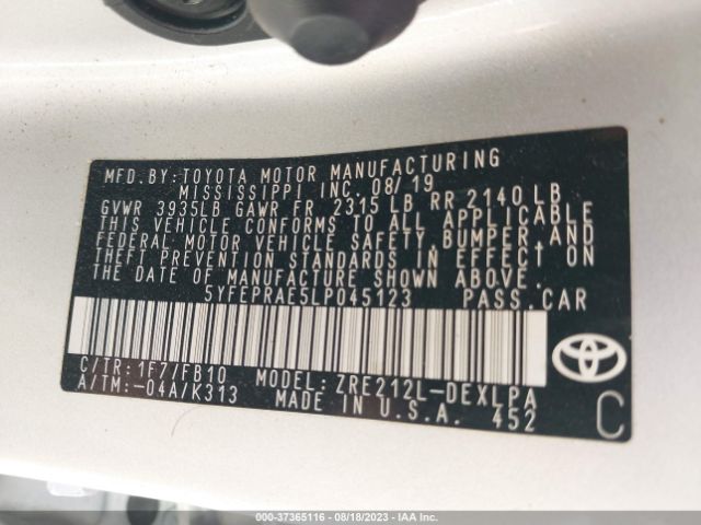 5YFEPRAE5LP045123 Toyota COROLLA LE