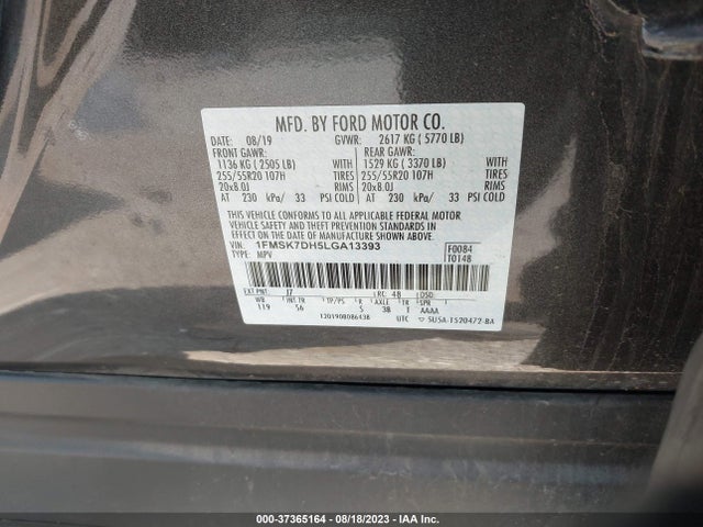 2020 FORD EXPLORER XLT VIN: 1FMSK7DH5LGA13393