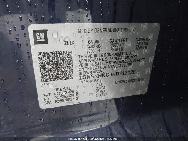 Chevrolet Suburban Lt 2019 1GNSKHKC0KR217126 Image 9