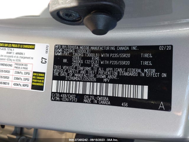 2020 Lexus RX, VIN: 2T2HGMDA7LC050926