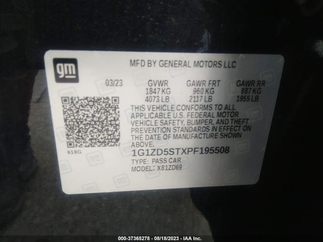 Chevrolet MALIBU LT 2023 1G1ZD5STXPF195508 Image 9