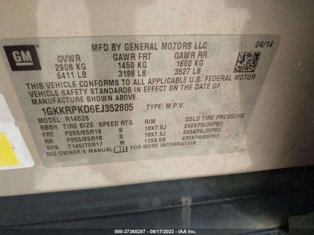 1GKKRPKD6EJ352805 GMC ACADIA SLE