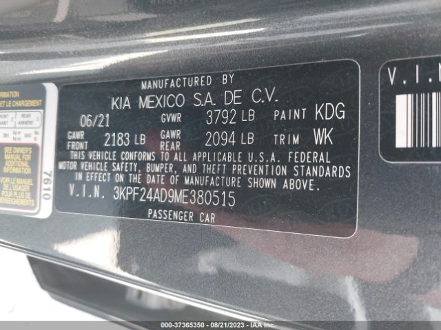3KPF24AD9ME380515 KIA Forte Lxs