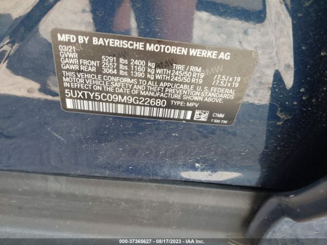 5UXTY5C09M9G22680 BMW X3 Xdrive30i