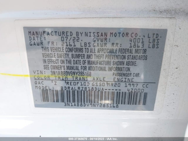 Nissan SENTRA SR 2022 3N1AB8DV9NY285168 Image 9