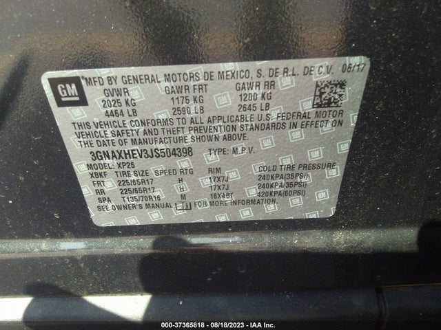 Chevrolet EQUINOX LS 2018 3GNAXHEV3JS504398 Image 9