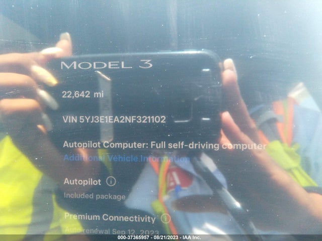 2022 Tesla 3, VIN: 5YJ3E1EA2NF321102