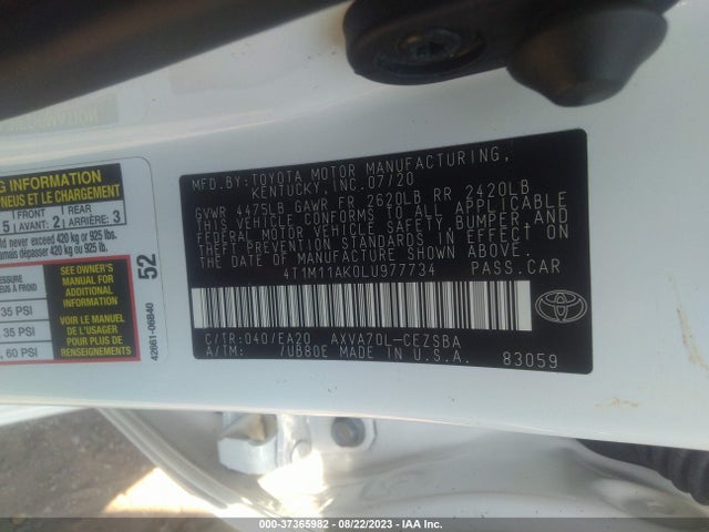 Toyota CAMRY SE 2020 4T1M11AK0LU977734 Image 9