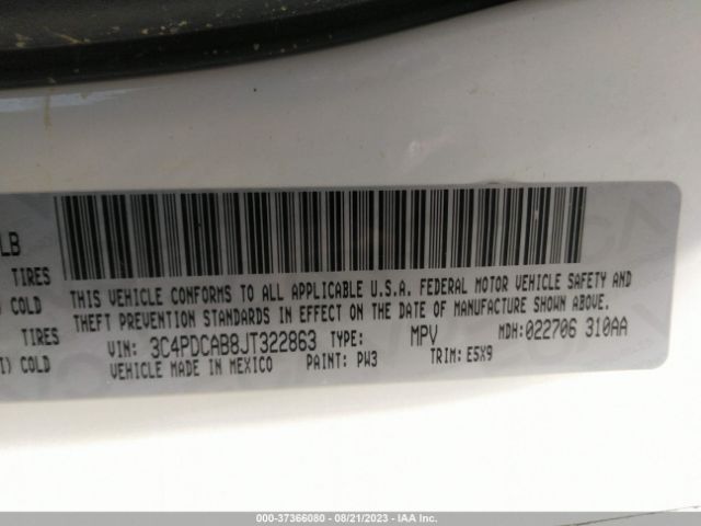 3C4PDCAB8JT322863 Dodge JOURNEY SE