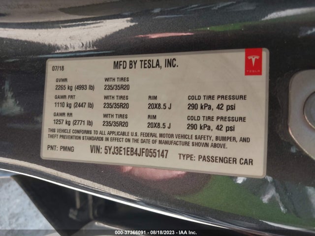 2018 Tesla 3, VIN: 5YJ3E1EB4JF055147