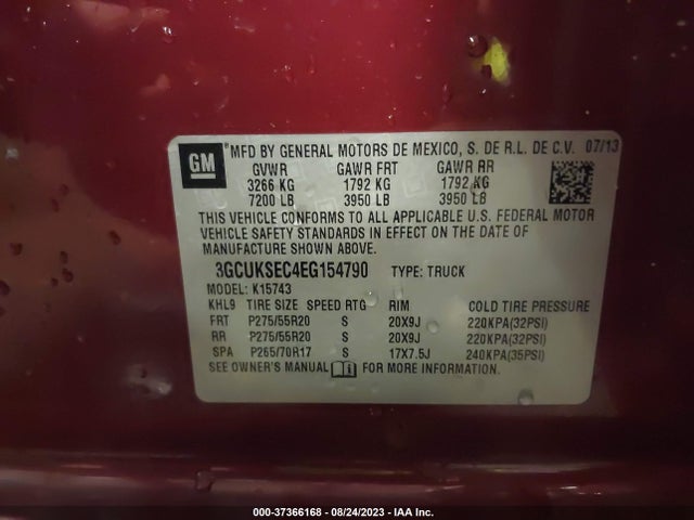Chevrolet Silverado 1500 Ltz 2014 3GCUKSEC4EG154790 Image 9