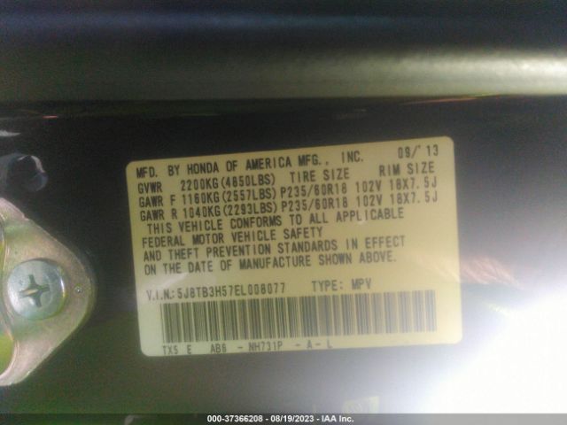 5J8TB3H57EL008077 Acura Rdx Tech Pkg