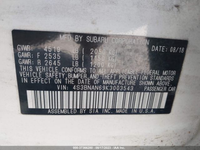 4S3BNAN69K3003543 Subaru Legacy Limited
