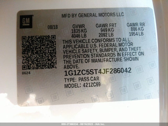 Chevrolet MALIBU LS 2018 1G1ZC5ST4JF286042 Image 9