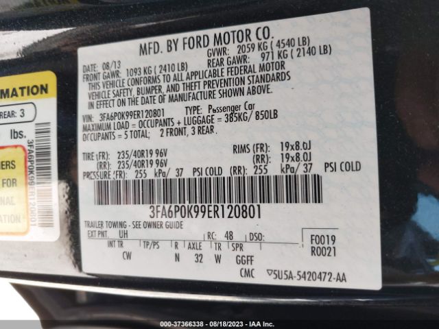 3FA6P0K99ER120801 Ford Fusion Titanium