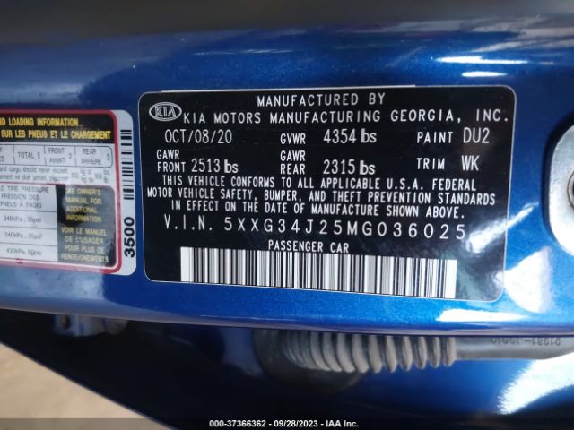 5XXG34J25MG036025 KIA K5 EX