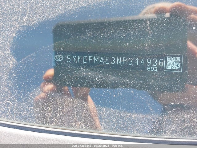 2022 TOYOTA COROLLA LE VIN: 5YFEPMAE3NP314936
