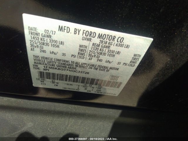 1FM5K8GT7HGC33726 Ford EXPLORER SPORT