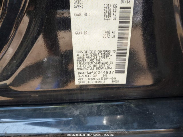 Nissan Altima 2.5 Sr 2018 1N4AL3AP3JC244837 Image 9