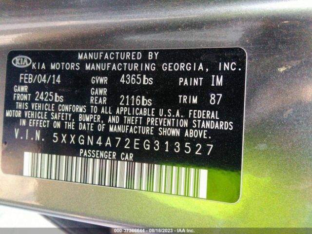 5XXGN4A72EG313527 KIA OPTIMA EX