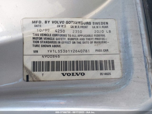 2000 VOLVO S70 VIN: YV1LS53D1Y2640781