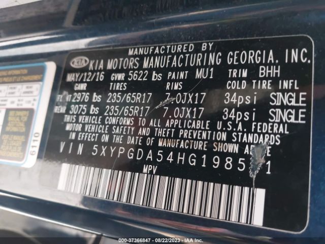 5XYPGDA54HG198521 KIA Sorento Lx V6