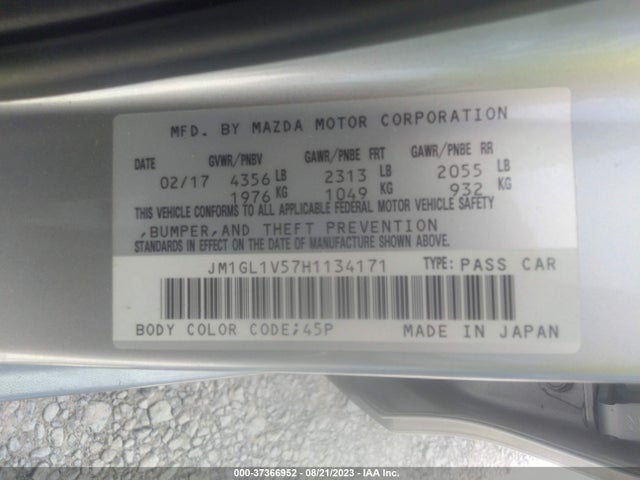 2017 MAZDA MAZDA6 TOURING VIN: JM1GL1V57H1134171
