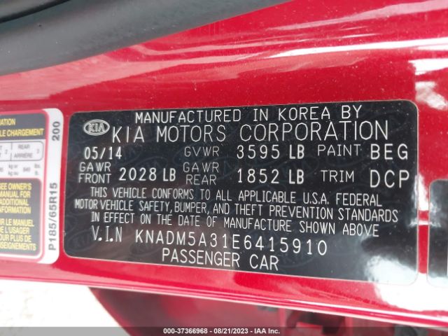 KNADM5A31E6415910 KIA RIO LX