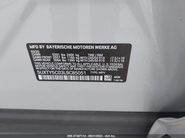 BMW X3 Xdrive30i 2020 аукцион фото