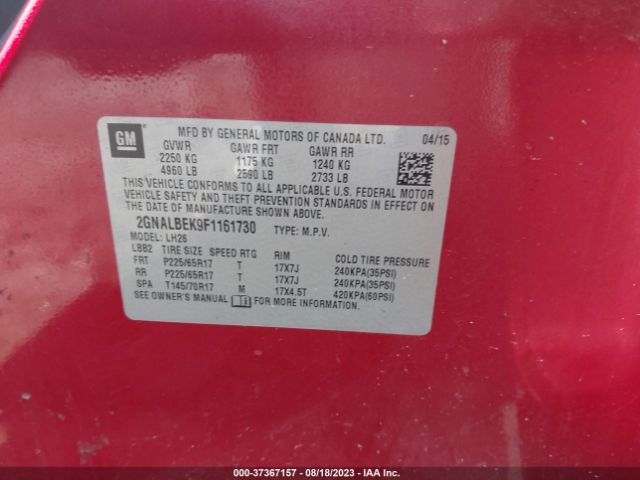 2GNALBEK9F1161730 Chevrolet EQUINOX LT