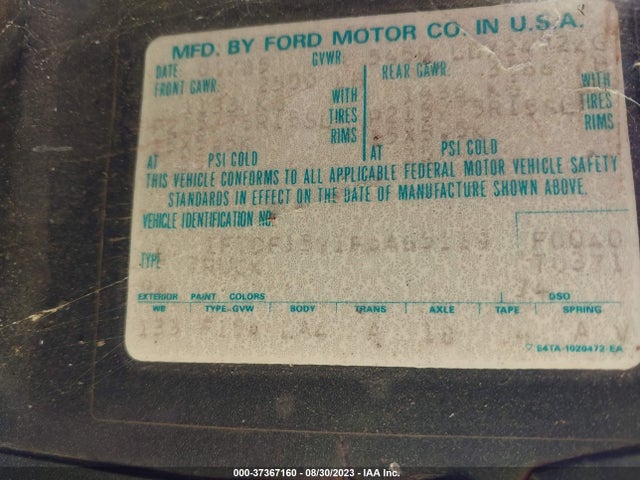 1985 FORD F150 VIN: 1FTDF15Y1FPA65119
