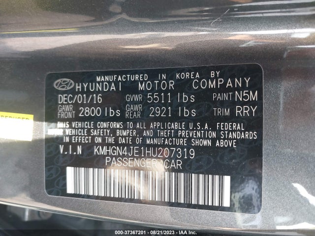 Genesis G80 3.8l 2017 KMHGN4JE1HU207319 Image 15