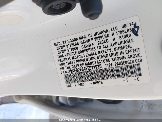 Honda Civic Sedan Ex 2014 19XFB2F84EE071925 Image 9
