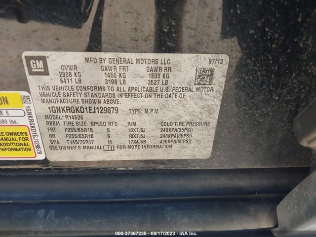 Chevrolet Traverse Lt 2014 1GNKRGKD1EJ129879 Image 9