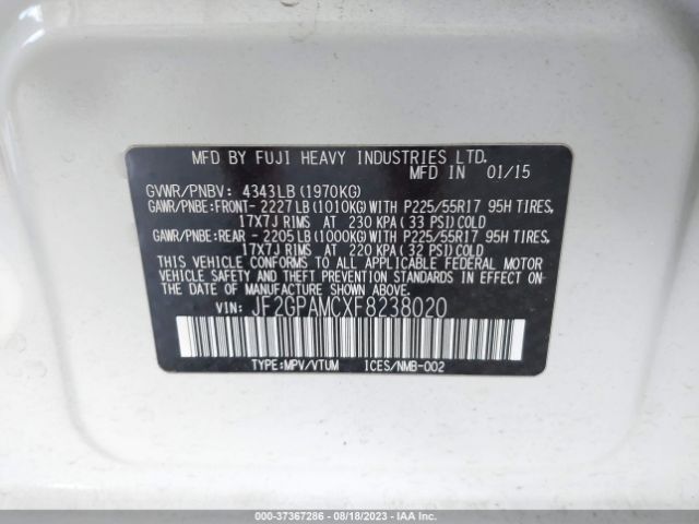 JF2GPAMCXF8238020 Subaru Xv Crosstrek Limited