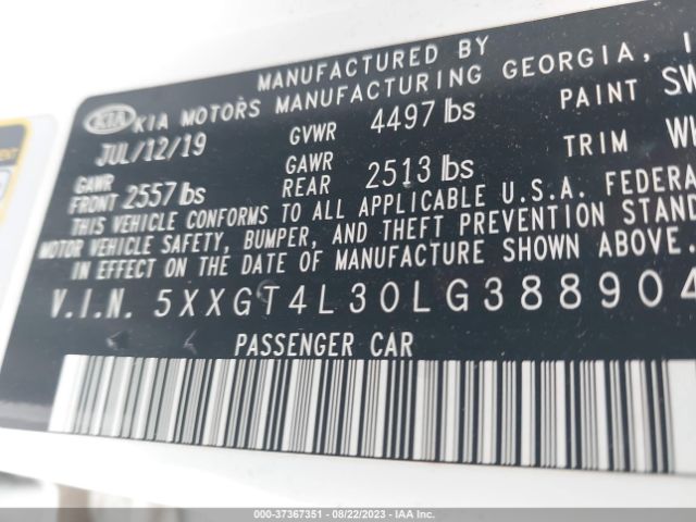 5XXGT4L30LG388904 KIA Optima Lx