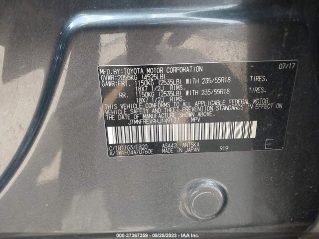 Toyota RAV4 SE 2017 JTMNFREV9HJ149137 Image 9