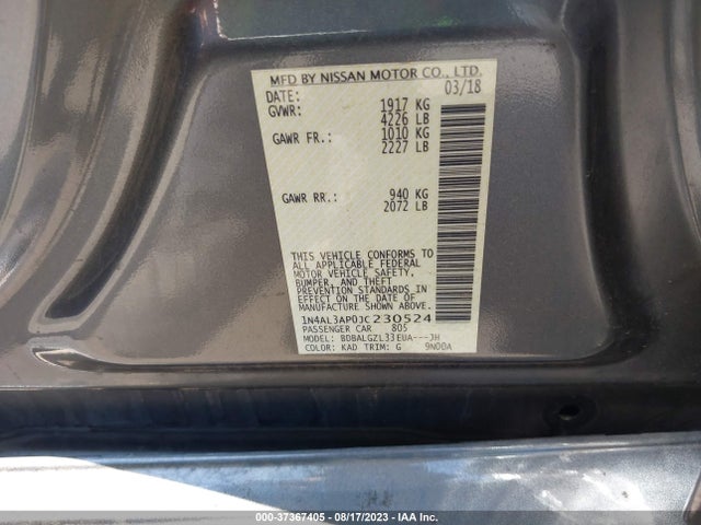 Nissan Altima 2.5 S 2018 1N4AL3AP0JC230524 Image 9