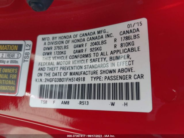 2HGFG3B01FH514918 Honda Civic Coupe Ex-l