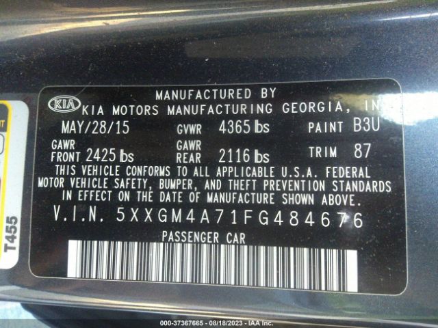 5XXGM4A71FG484676 KIA Optima Lx
