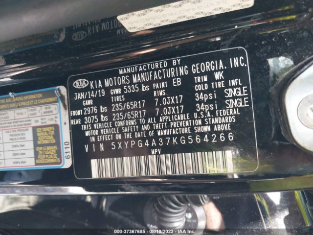 5XYPG4A37KG564266 KIA SORENTO LX